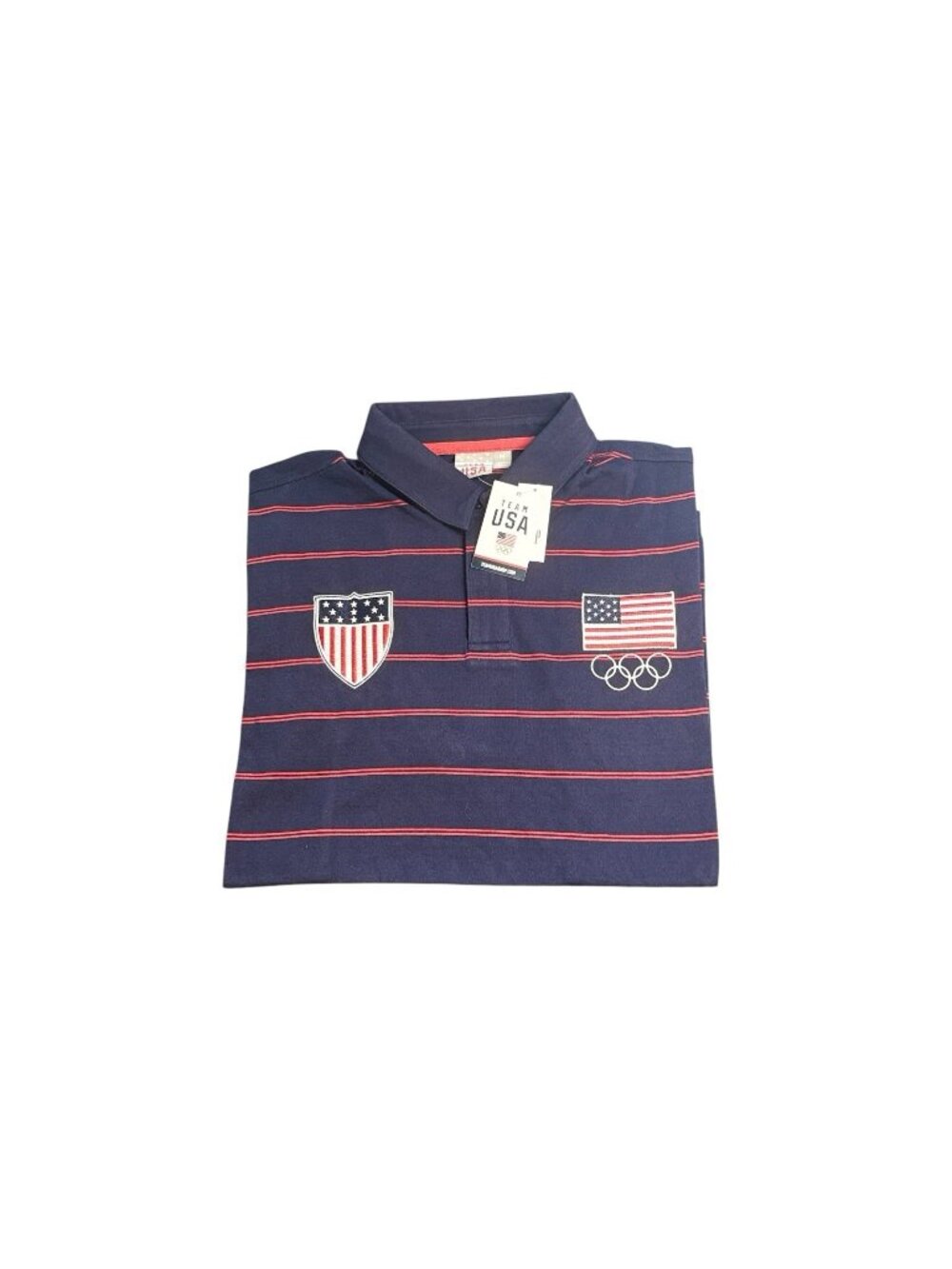 New GAP x Olympic Team USA polo Short Sleeve Shirt Adult Navy Red Stripe-New!